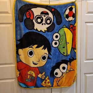 Ryans‎ World Kids Fleece Throw Blanket Blue Combo Panda Gus Pizza 36x48 Plush